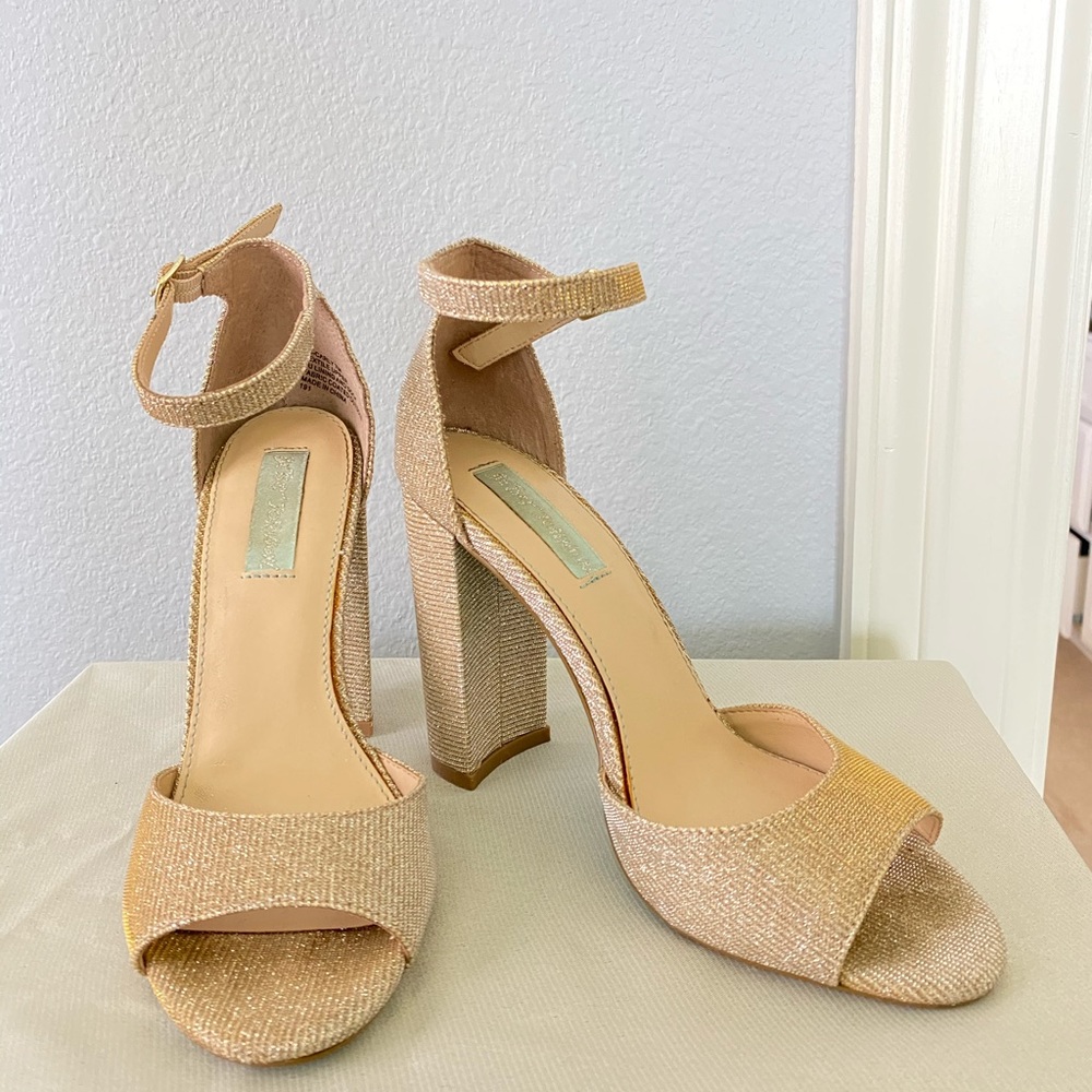 Gold block heels from Betsey Johnson